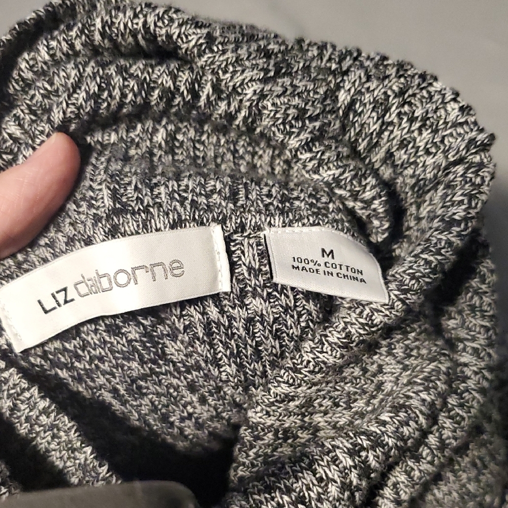 Liz Claiborne Black and White Cowl Neck Sweater - Picture 2 of 2